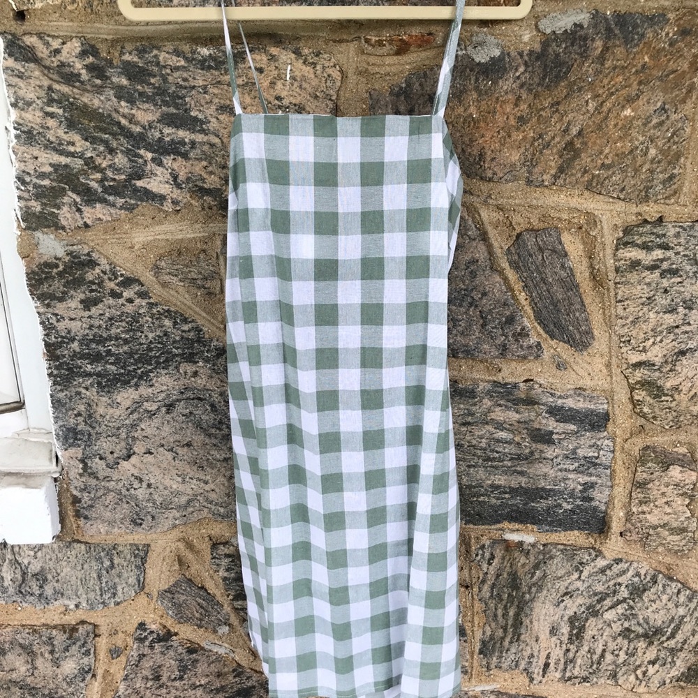 Green and White Plaid Dress